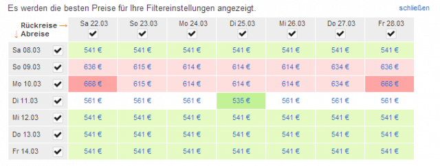 KAYAK Suchergebnisse